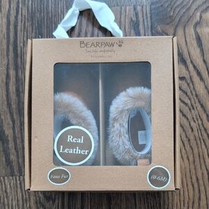 BearPaw Real Leather Baby Booties with Faux Fur